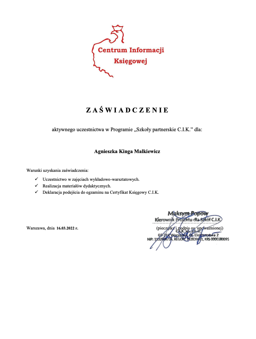 Certyfikat księgowy 3